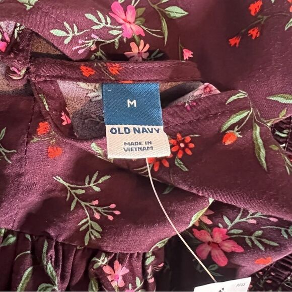 Old Navy Puff Sleeve Open Back Cottagecore Floral Print Maxi Dress - Picture 7 of 9